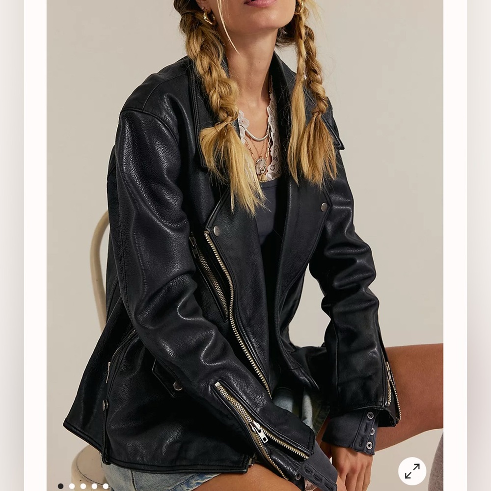 Free People We The Free Genuine Leather Moto Jacket - XS
